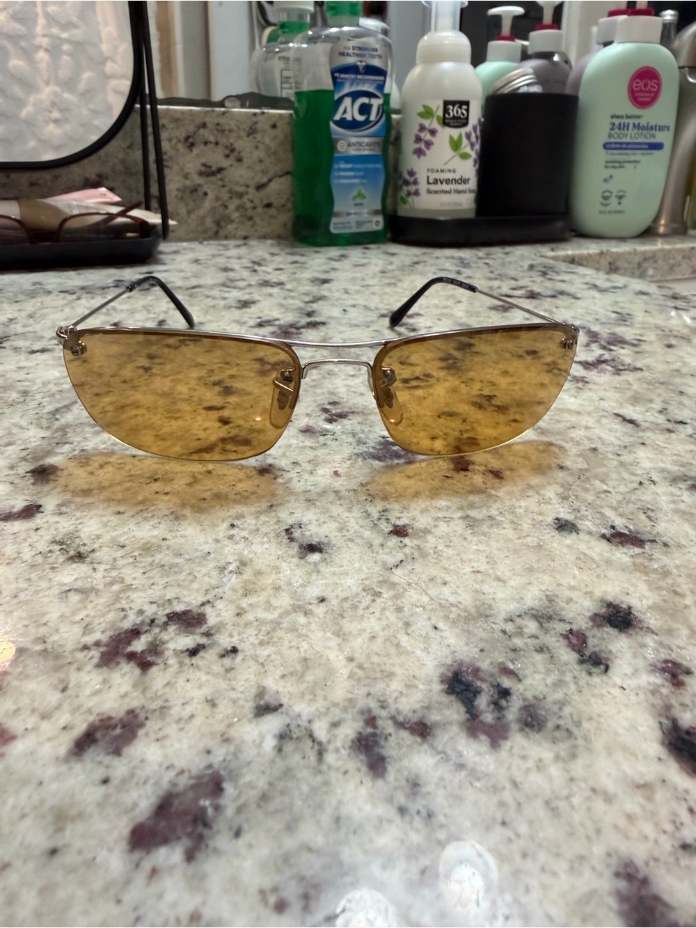 Vintage Ray-Ban Rimless Sunglasses with Yellow Lenses